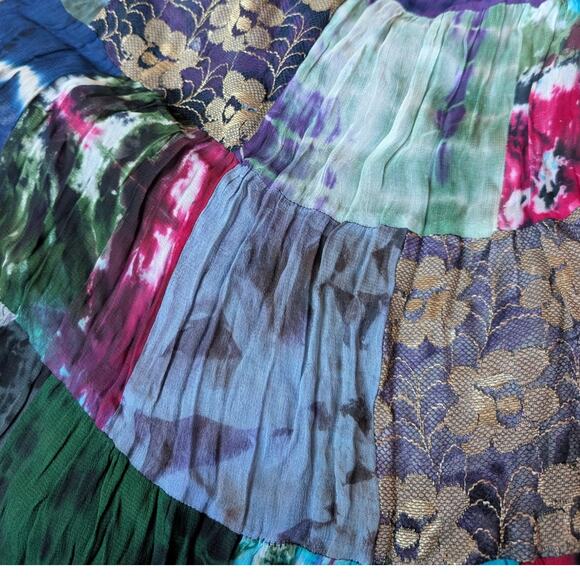 Vintage Patchwork Maxi Skirt Size 3X Multicolored Boho Festival Eclectic Alt - Picture 5 of 9